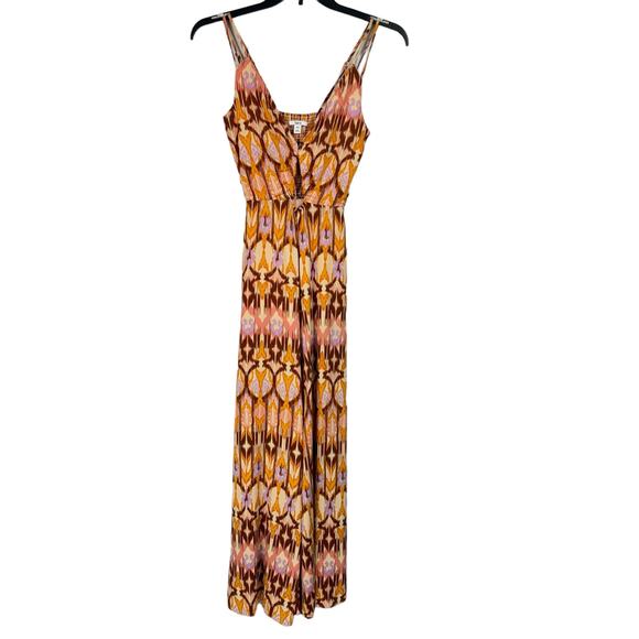 Bar III XX-Small Romper Jumpsuit Wide Leg Keyhole V-Neck Spaghetti Straps Ikat - Picture 1 of 11